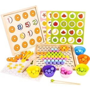 2 in 1 Board Clip Beads Matching Game Puzzles